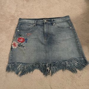 Express Floral Embroidered Denim Skirt